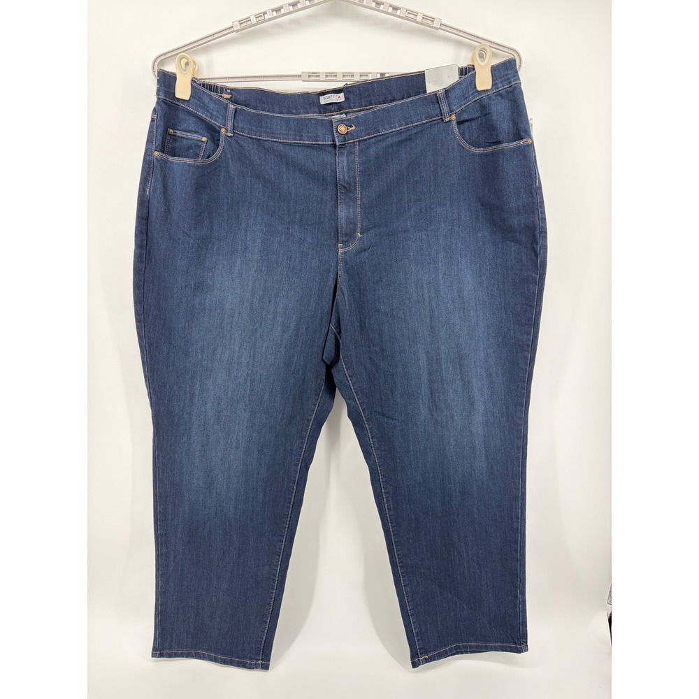 Catherines Womens 32W Blue Jeans Right Fit Moderately Curvy Straight Leg Stretch